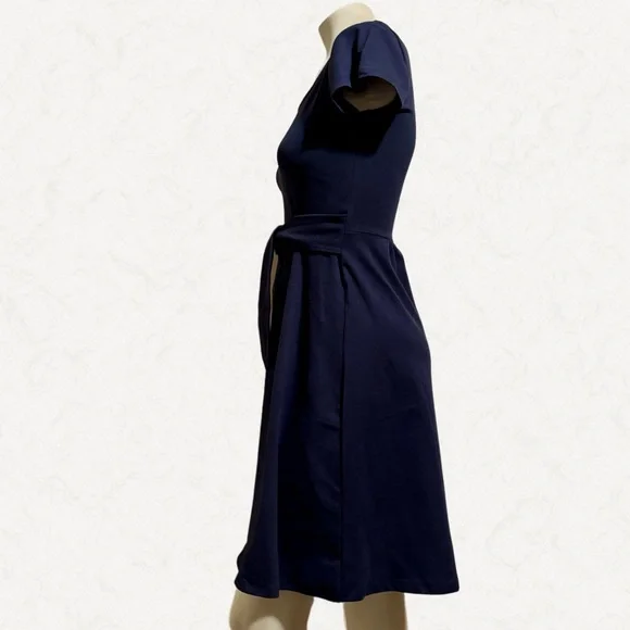 Hope & Henry Organic Cotton Tie Waist Dress Navy Blue Women’s Size 2 XS NWT - Picture 6 of 9
